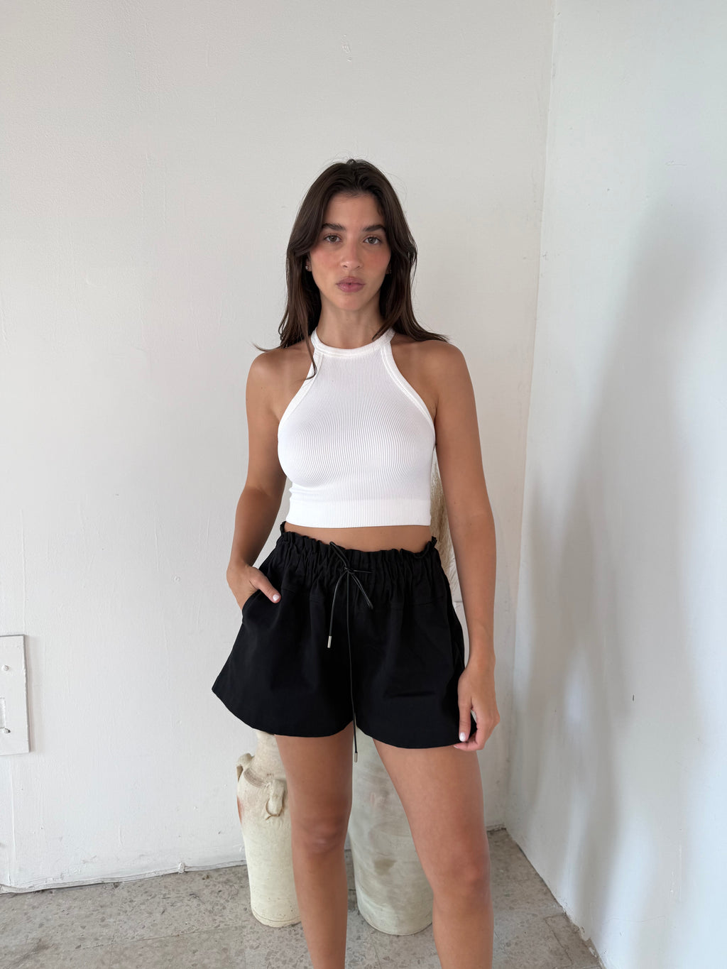 High Waisted Drawstring Shorts