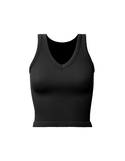 Ribbed V Neck Crop Tank