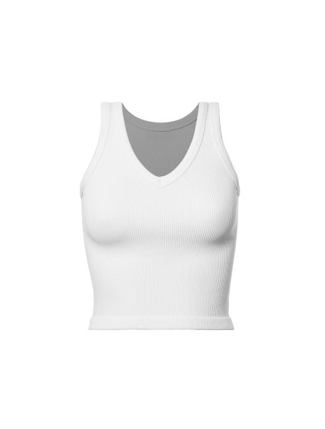 Ribbed V Neck Crop Tank