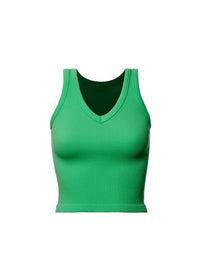 Ribbed V Neck Crop Tank