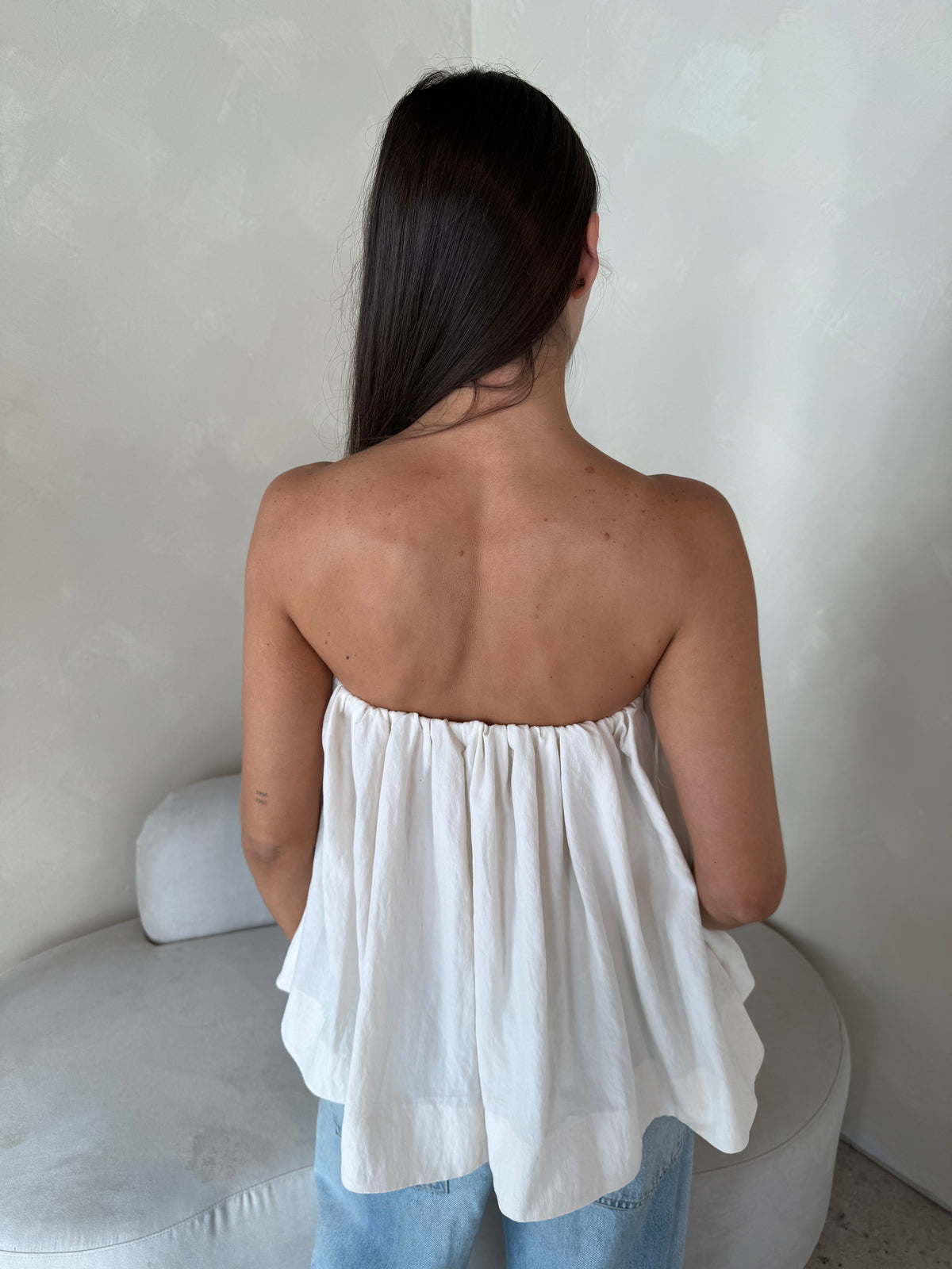 Cream Strapless Top
