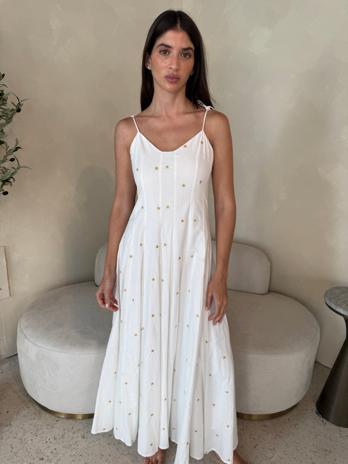 Gold Star Strappy Maxi Dress
