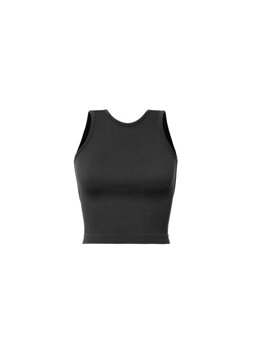 Ribbed Round Neck Open Back