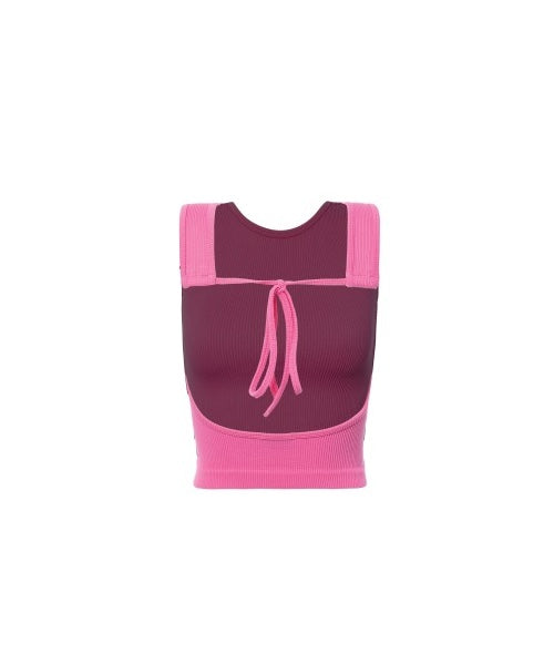 Ribbed Round Neck Open Back