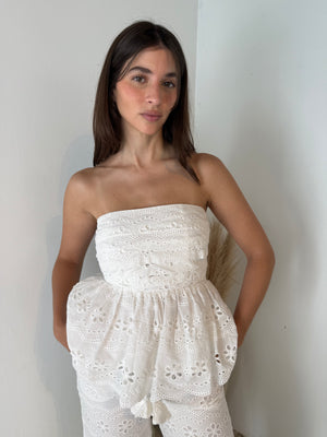 Eyelet Pleated Top & Pant Set