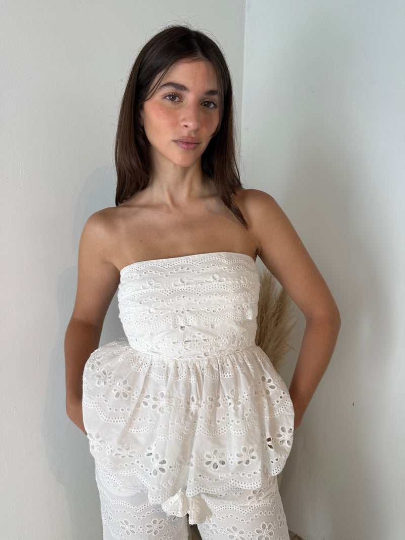 Eyelet Pleated Top & Pant Set