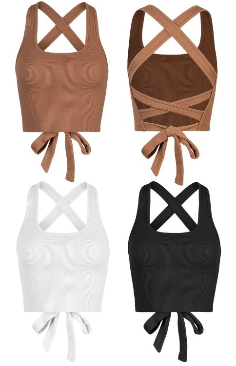 Ribbed Open Back Tank Top