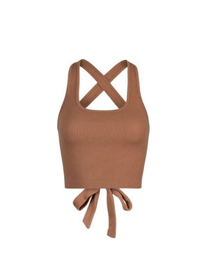 RIBBED TANK TOP WITH STRAPPY TIE BACK