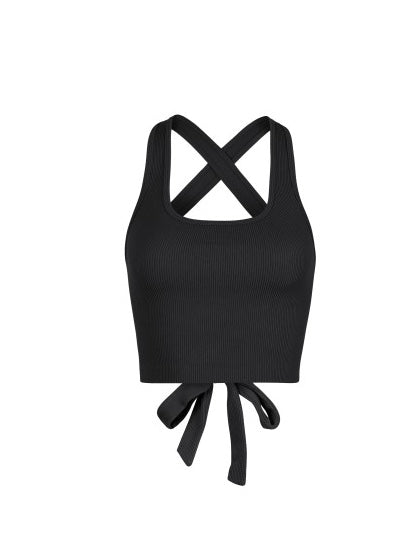 RIBBED TANK TOP WITH STRAPPY TIE BACK