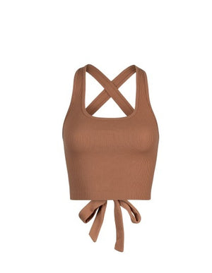 Ribbed Open Back Tank Top