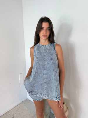 Light Denim Top & Short Set