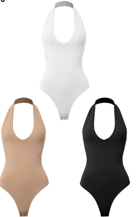 DOUBLE LAYER HALTER NECK BODYSUIT