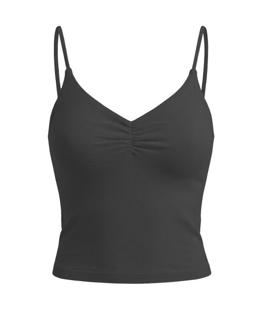 CINCHED FRONT CROP PLAIN CAMI