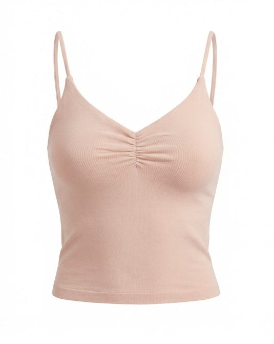 CINCHED FRONT CROP PLAIN CAMI