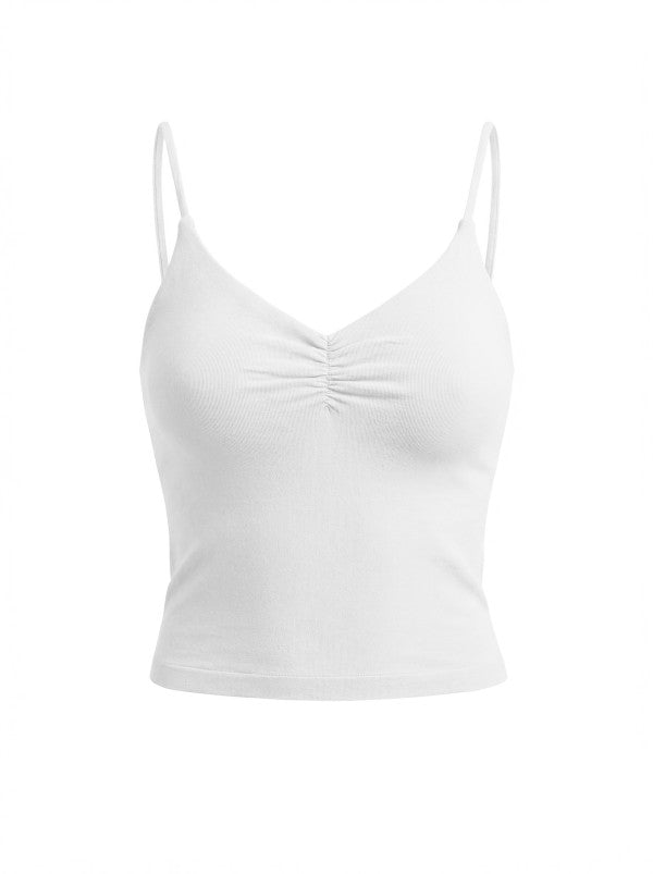 CINCHED FRONT CROP PLAIN CAMI