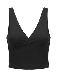 CROSS OVER DOUBLE LAYER PLAIN CROP TANK