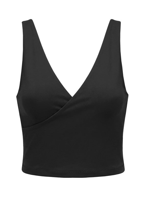 CROSS OVER DOUBLE LAYER PLAIN CROP TANK