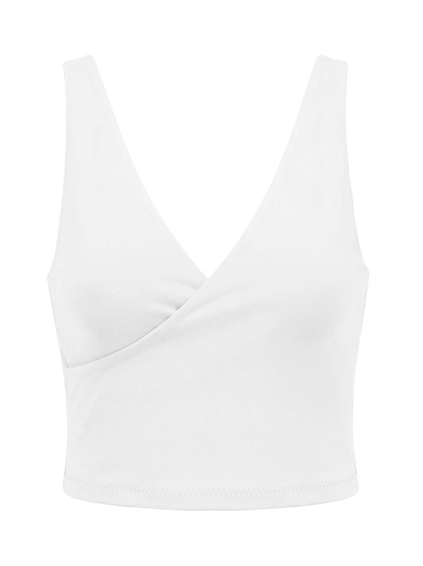 CROSS OVER DOUBLE LAYER PLAIN CROP TANK