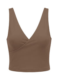 CROSS OVER DOUBLE LAYER PLAIN CROP TANK