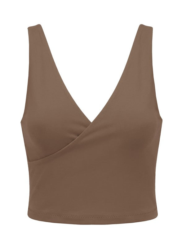 CROSS OVER DOUBLE LAYER PLAIN CROP TANK