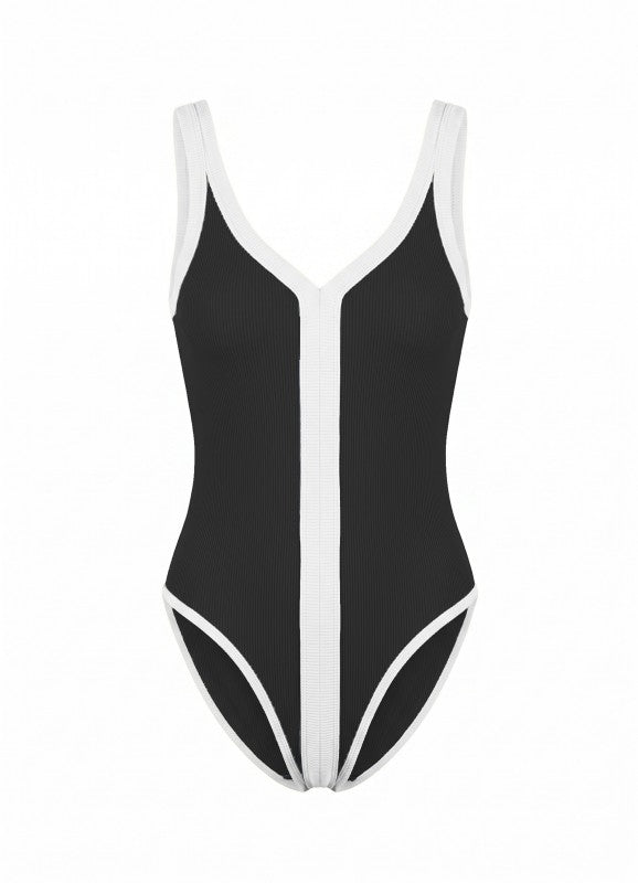 TWO TONE VNECK CAMI RIB BODYSUIT