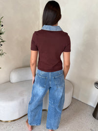 Denim Cropped Barrel Pants