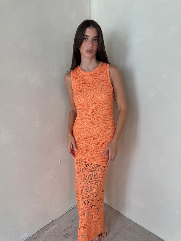 Orange Crochet Maxi Dress
