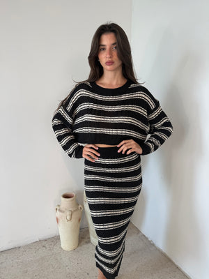 Stripe LS Top & Skirt Set