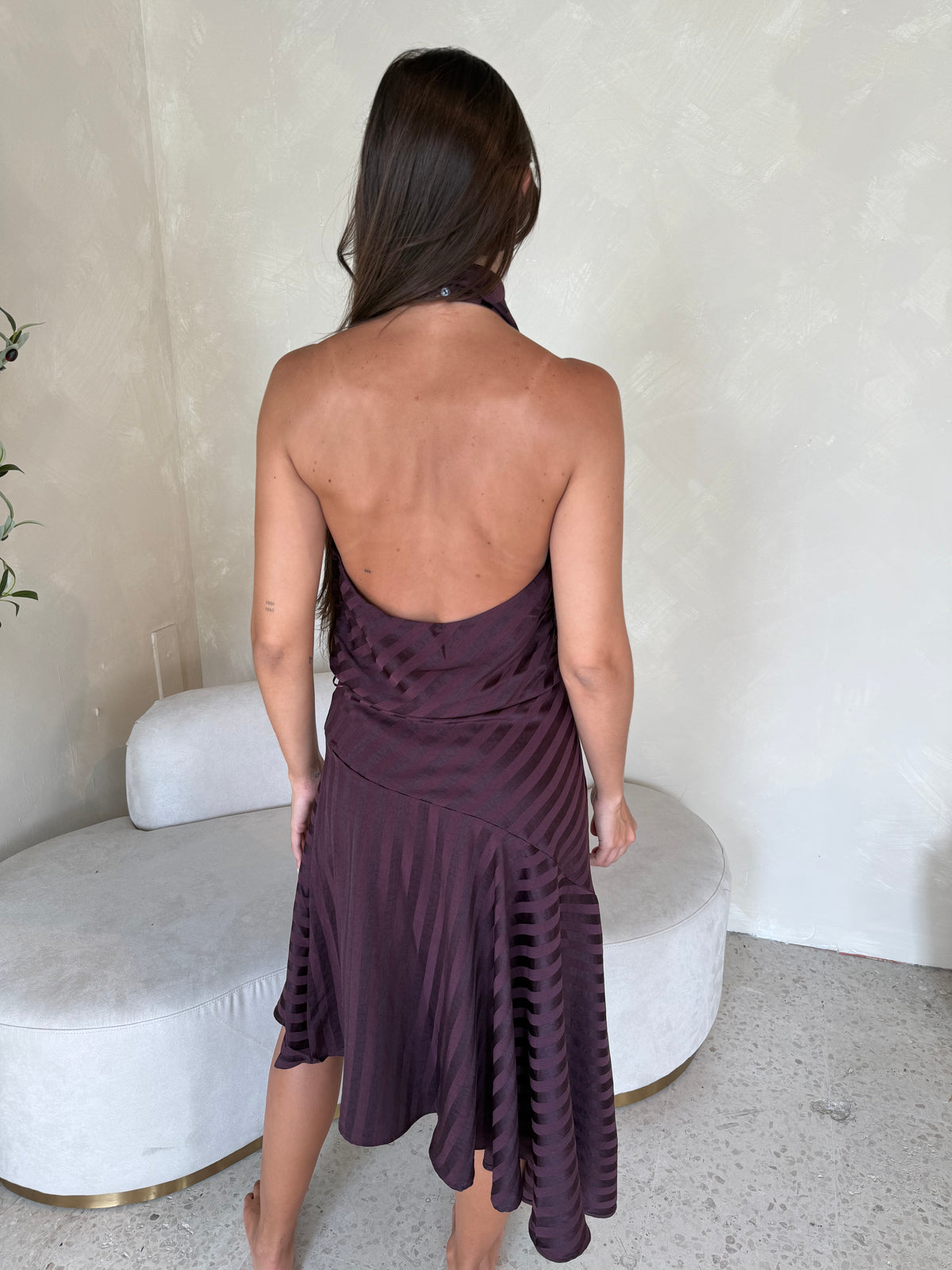 Plum Satin Top & Skirt Set