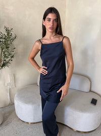 Navy Satin Set