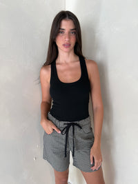 Black Gingham Shorts