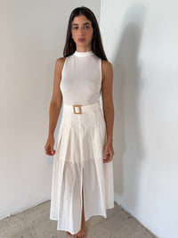 White Belted Midi Dress
