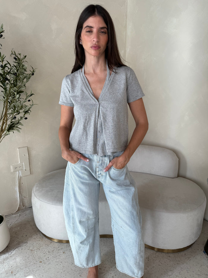 Light Wash Denim Barrel Jeans