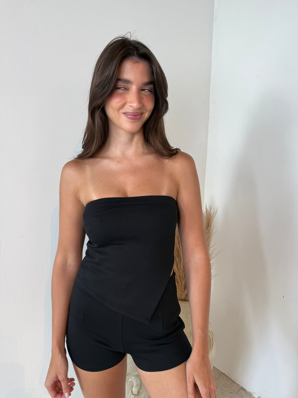 Black Tube Top & Pant Short Set