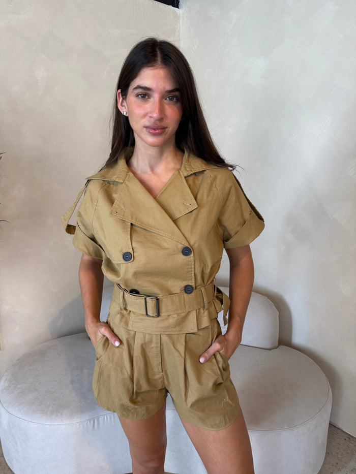 Cropped Trench & Short Set