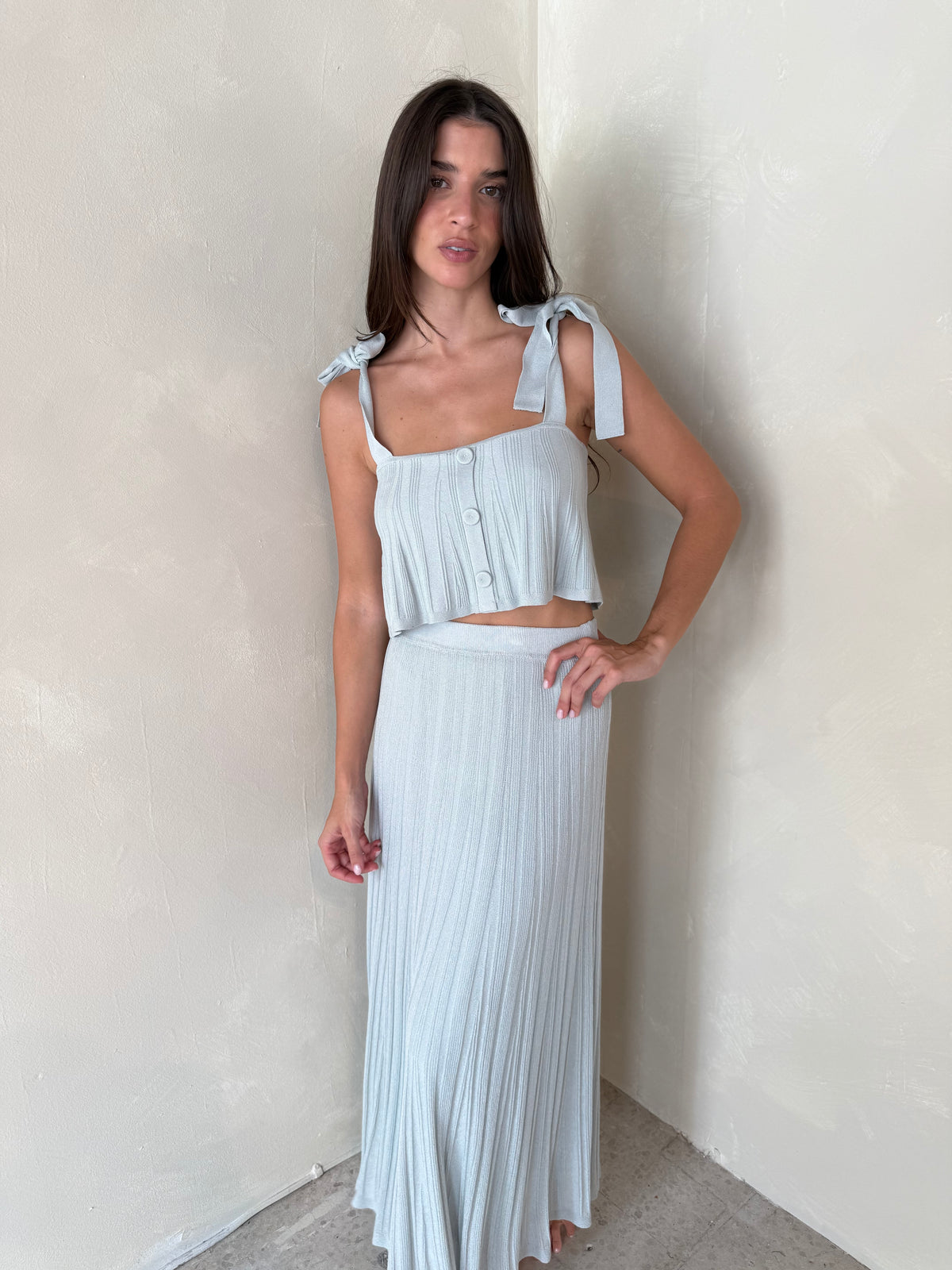 Sage Pleated Set