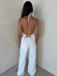 Halter Denim Top & Drawstring Pant Set