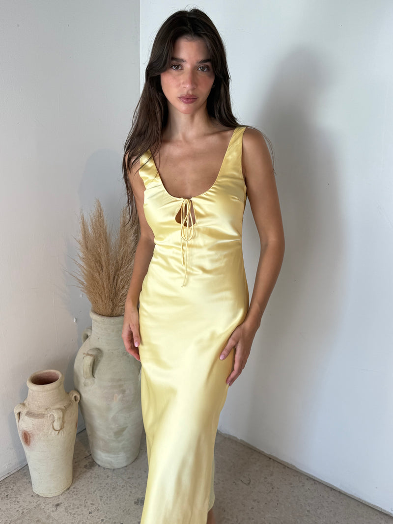 Satin Keyhole Maxi Dress