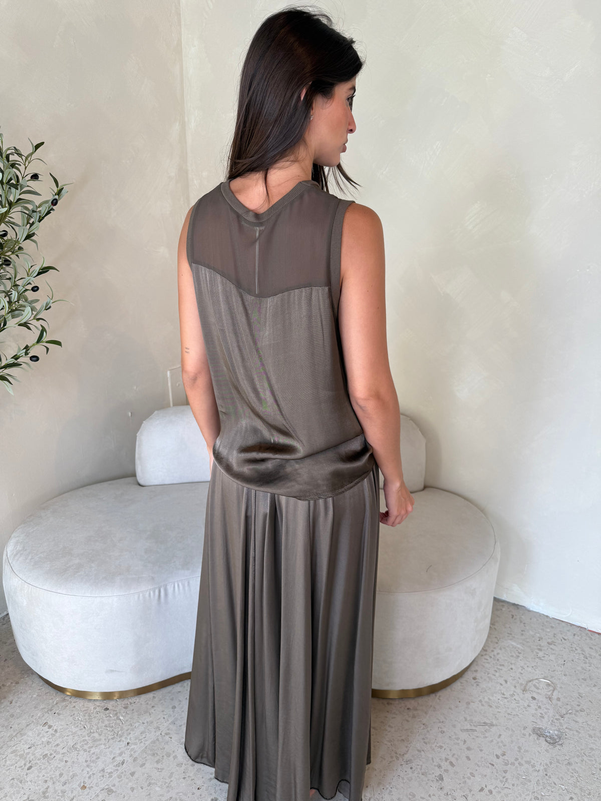 Chiffon Contrast Top & Skirt Set