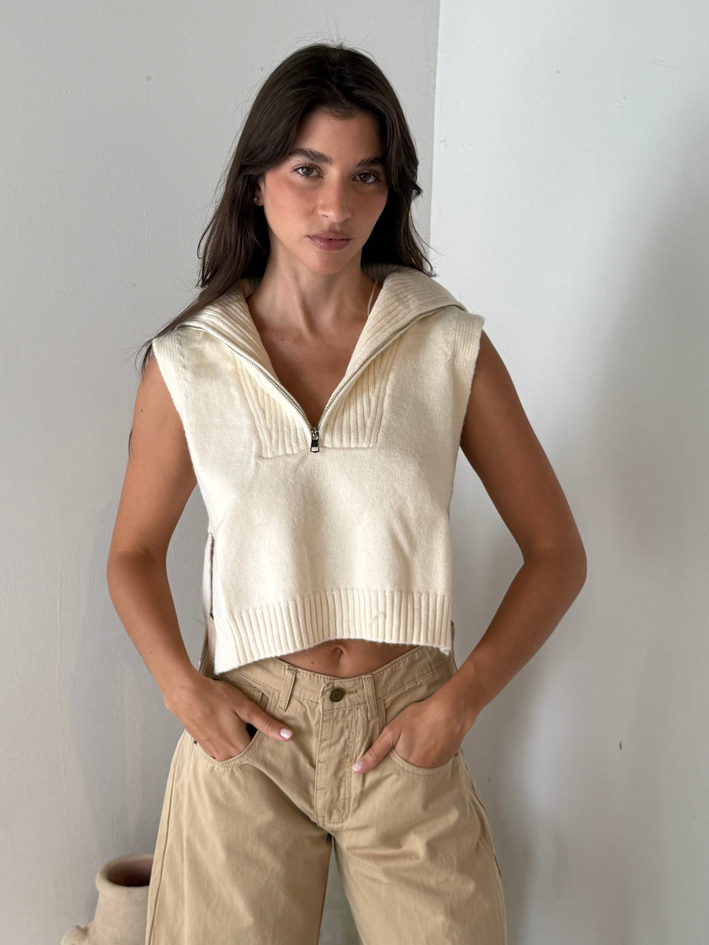 Zipper Collar Vest Top