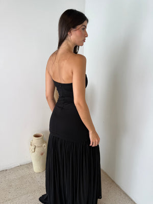 Strapless Pleated Dress