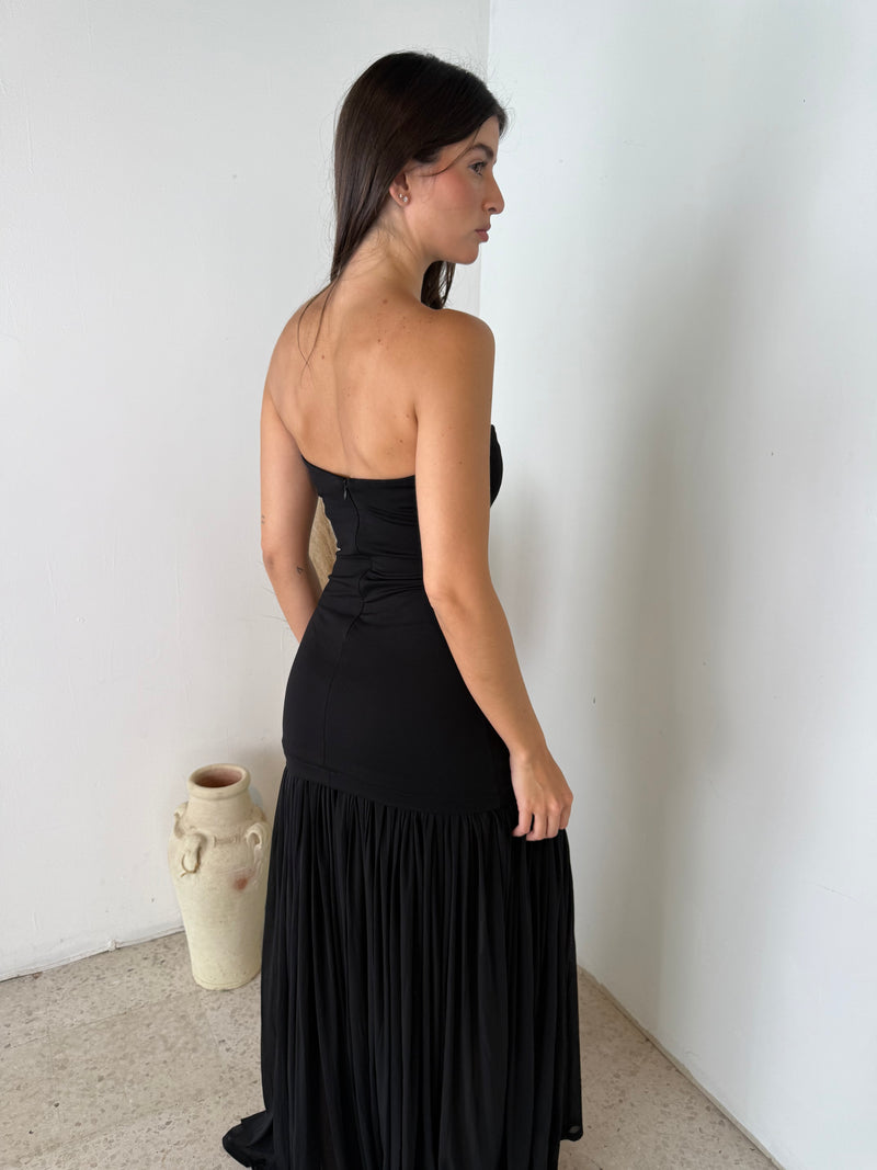 Strapless Pleated Dress