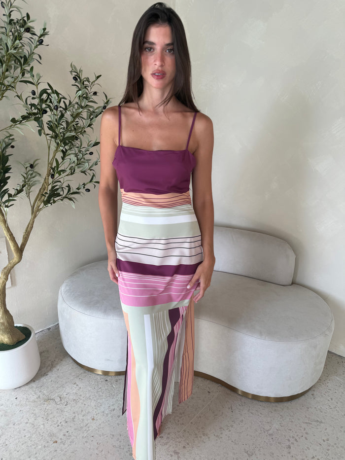 Stripe Strappy Maxi Dress