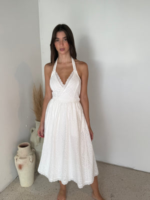 White Eyelet Midi Dress