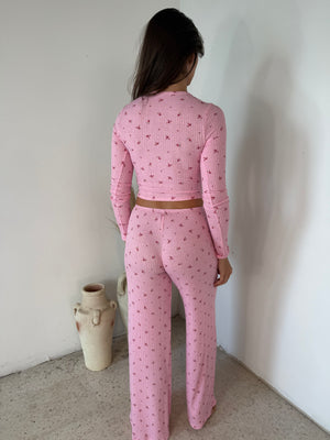 Floral Ribbed Pajama Set