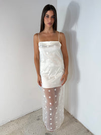 White Sheer Polka Dress
