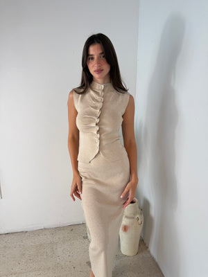 Pleated Front Top & Skirt Set