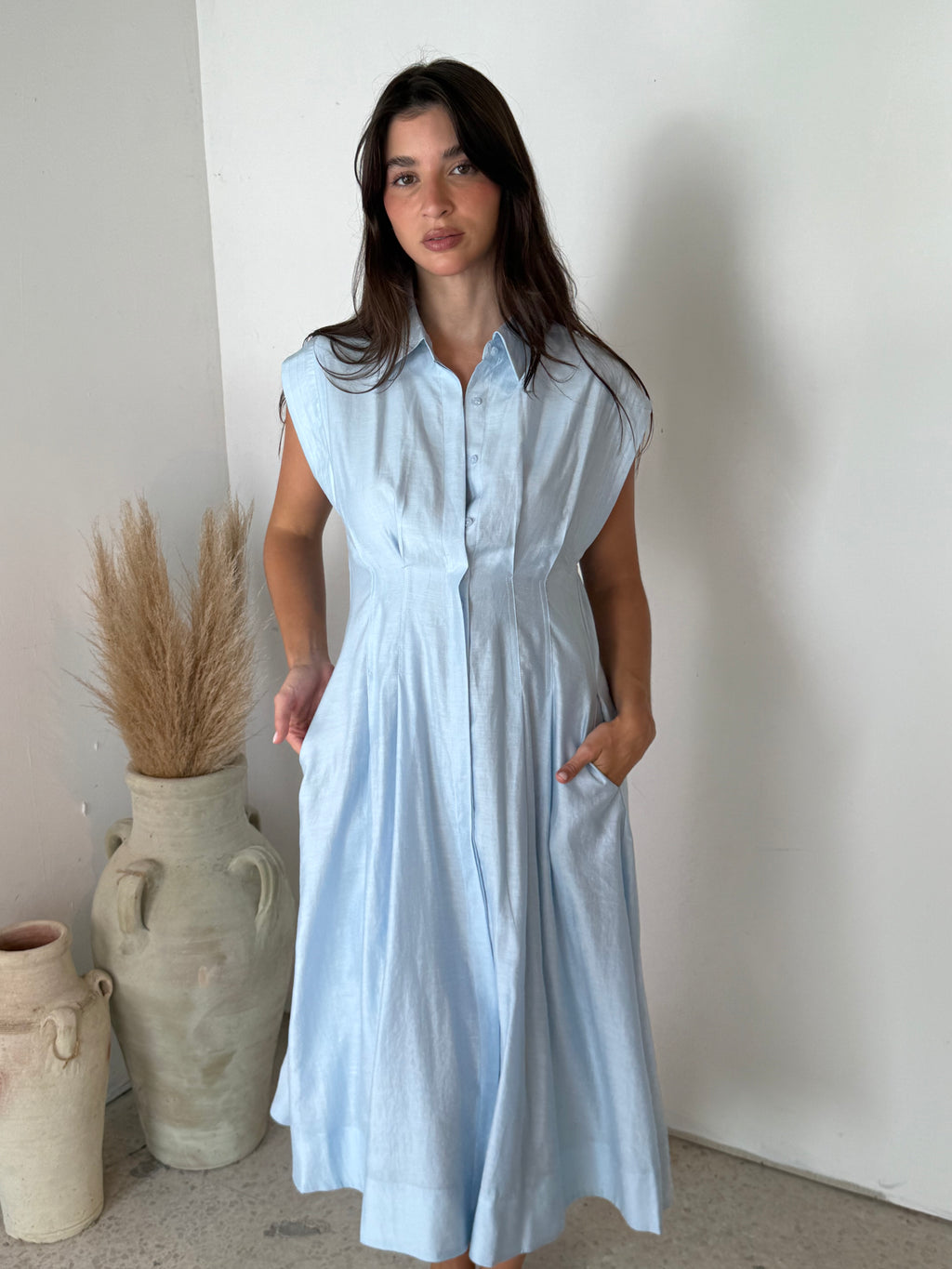 Sky Blue Buttondown Dress