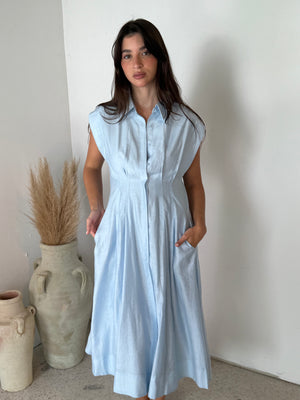 Sky Blue Buttondown Dress