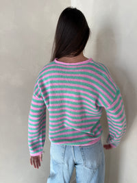 LS Stripe Button Sweater